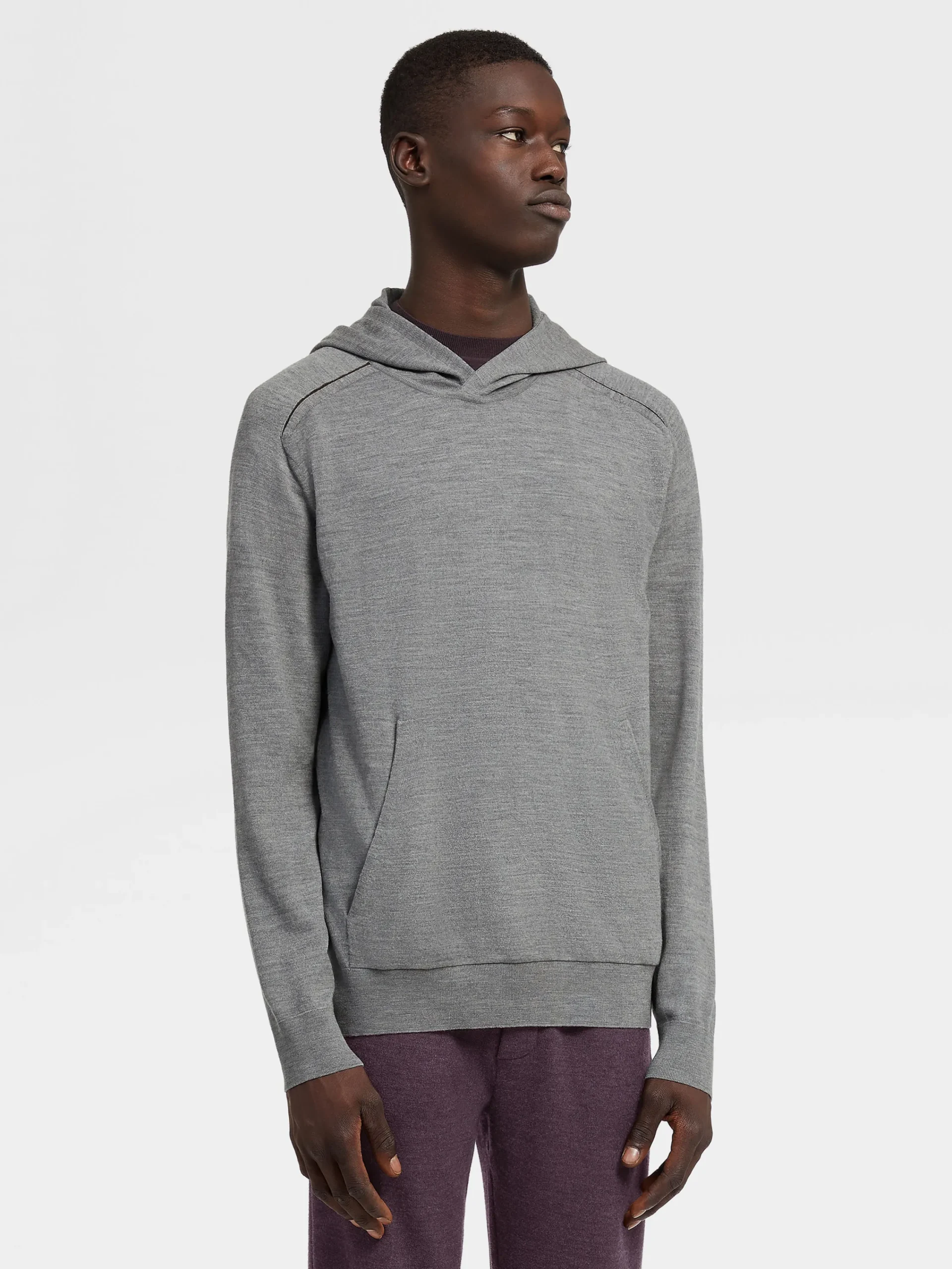 Joggers And Sweatshirts|Sweaters>ZEGNA Grey Mélange 12milmil12 Wool Hoodie GreyMélange