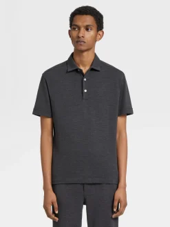 Polo Shirts>ZEGNA Grey Mélange 12milmil12 Wool Polo Shirt GreyMélange