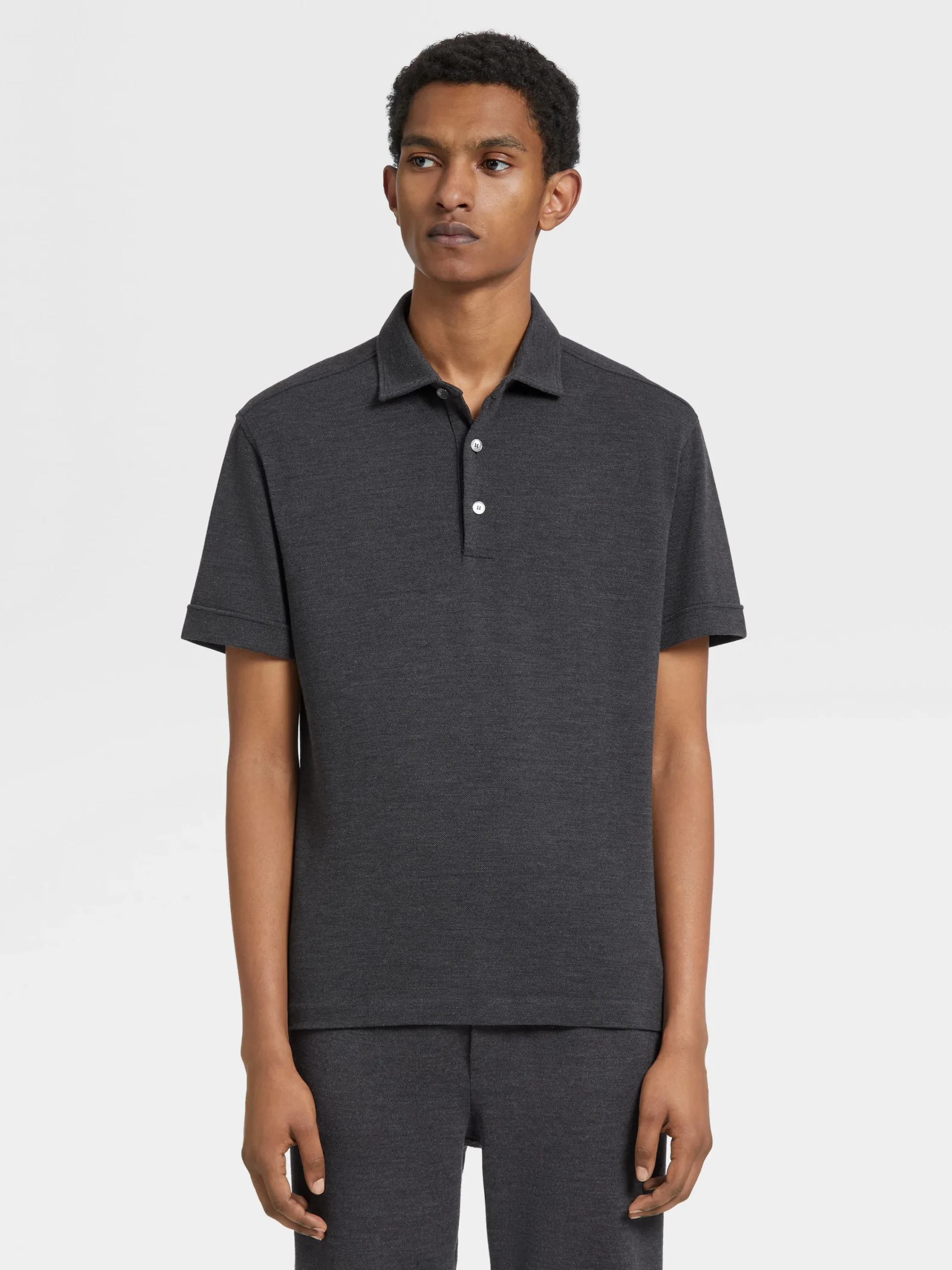 Polo Shirts>ZEGNA Grey Mélange 12milmil12 Wool Polo Shirt GreyMélange