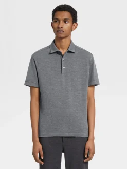 Polo Shirts>ZEGNA Grey Mélange 12milmil12 Wool Polo Shirt GreyMélange