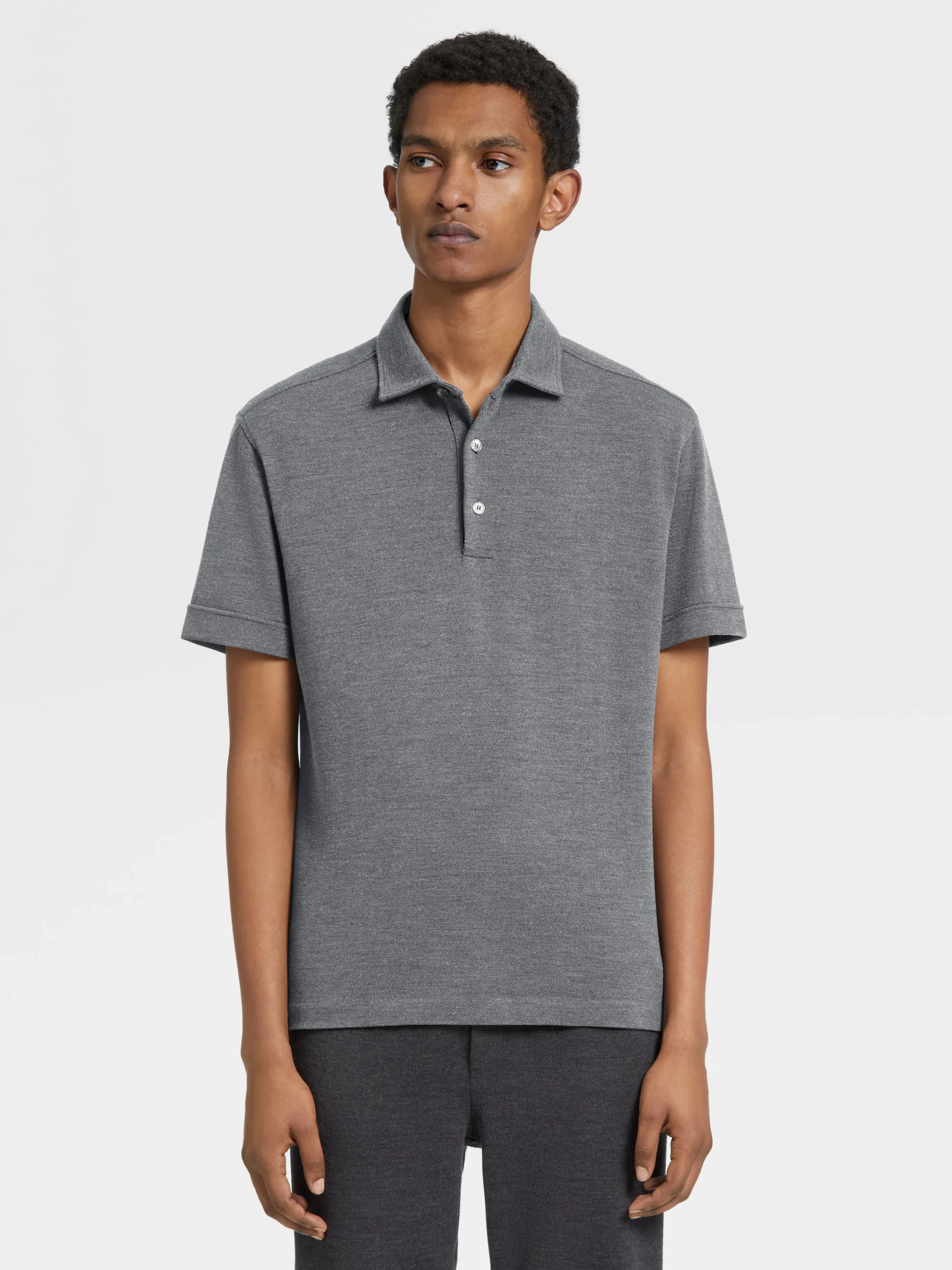 Polo Shirts>ZEGNA Grey Mélange 12milmil12 Wool Polo Shirt GreyMélange