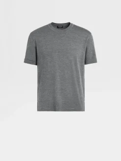 T-Shirts>ZEGNA Grey Mélange 12milmil12 Wool T-shirt GreyMélange