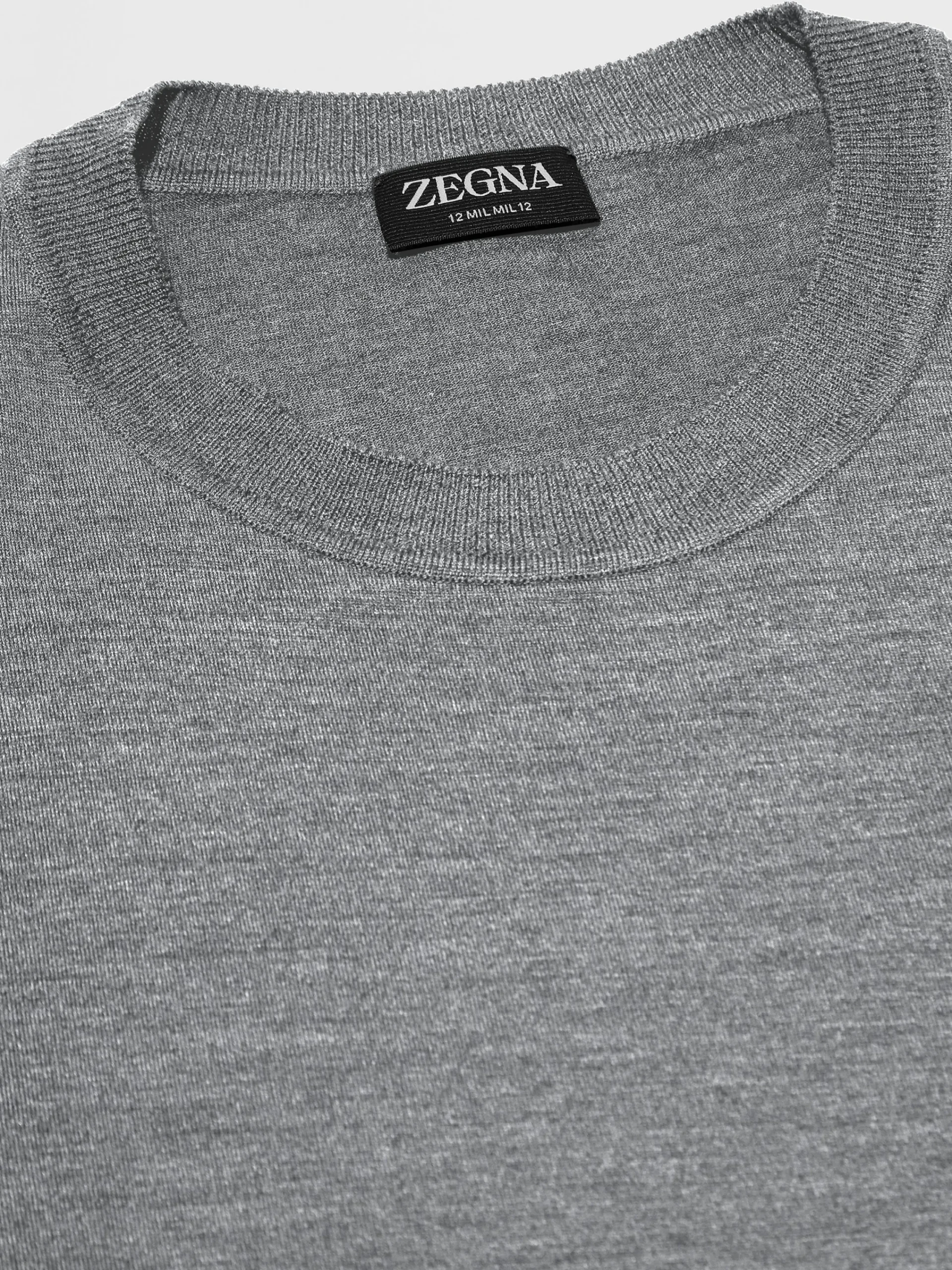 T-Shirts>ZEGNA Grey Mélange 12milmil12 Wool T-shirt GreyMélange