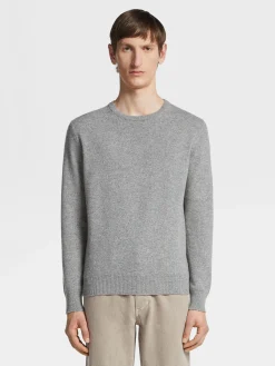 Sweaters>ZEGNA Grey Mélange Oasi Cashmere Crewneck GreyMélange