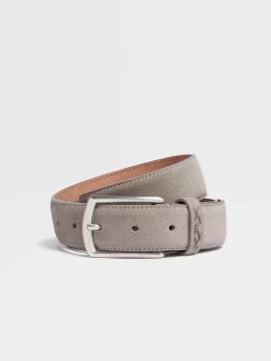 Belts>ZEGNA Grey Mélange Suede Belt GreyMélange