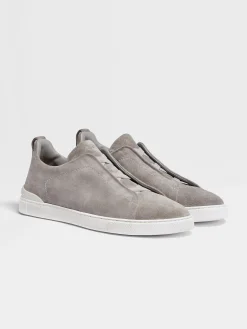 Sneakers>ZEGNA Grey Mélange Suede Triple Stitch™ Sneakers GreyMélange