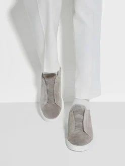 Sneakers>ZEGNA Grey Mélange Suede Triple Stitch™ Sneakers GreyMélange