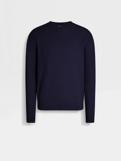Travel In Style|Sweaters>ZEGNA Ink Blue Oasi Cashmere Crewneck InkBlue