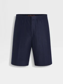 Pants>ZEGNA Ink Blue Oasi Lino Shorts InkBlue