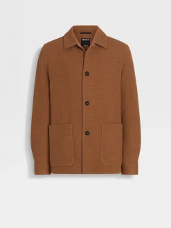 Overshirts And Chore Jackets>ZEGNA Jerseywear Cashmere Blend Alpe Chore Jacket DarkFoliage