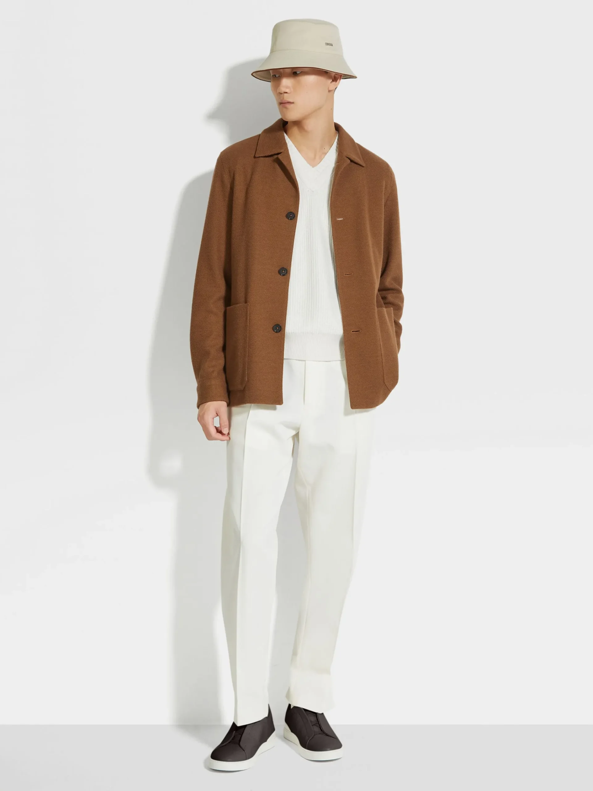 Overshirts And Chore Jackets>ZEGNA Jerseywear Cashmere Blend Alpe Chore Jacket DarkFoliage