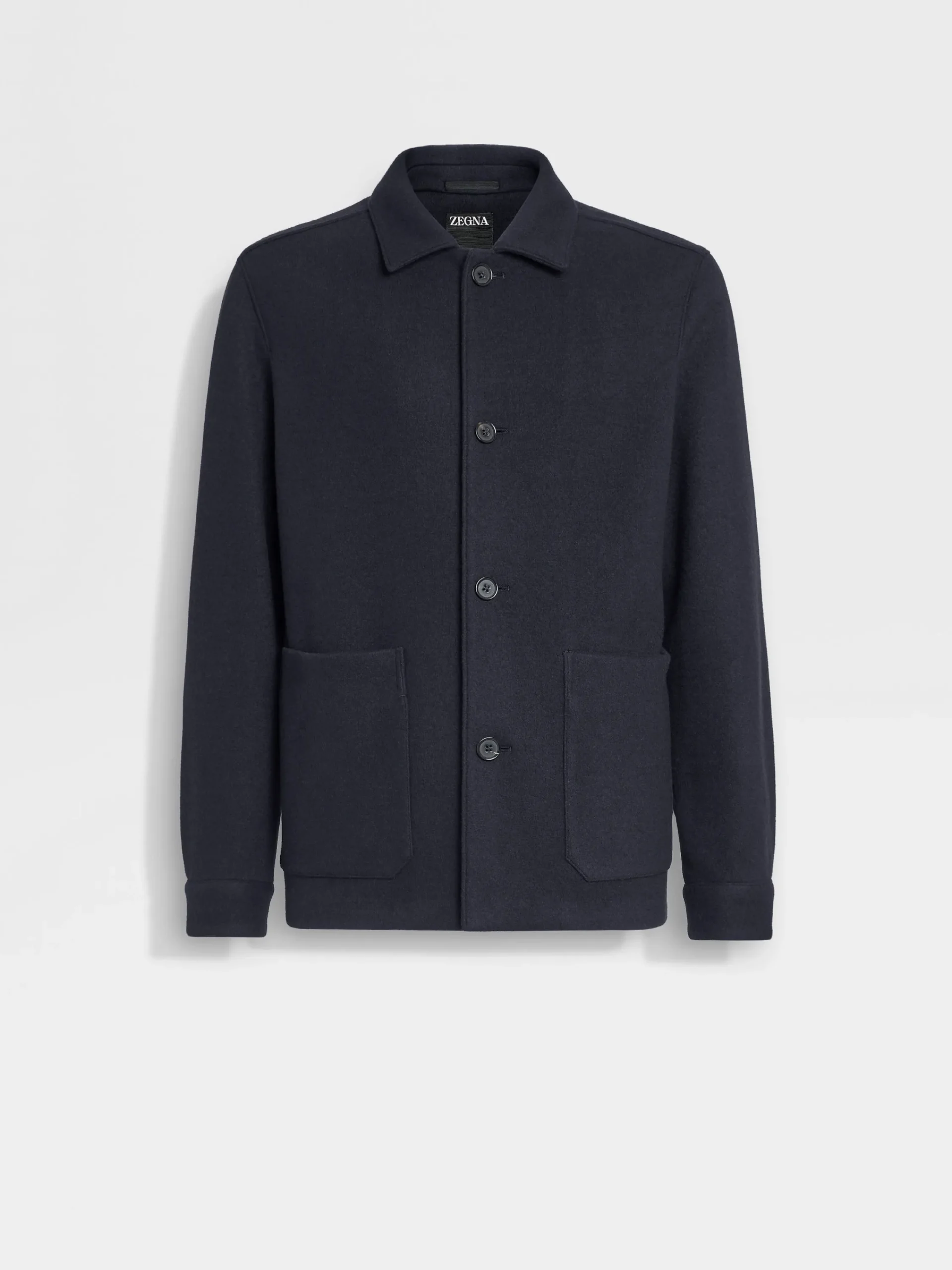 Overshirts And Chore Jackets>ZEGNA Jerseywear Wool and Cashmere Alpe Chore Jacket NavyBlue