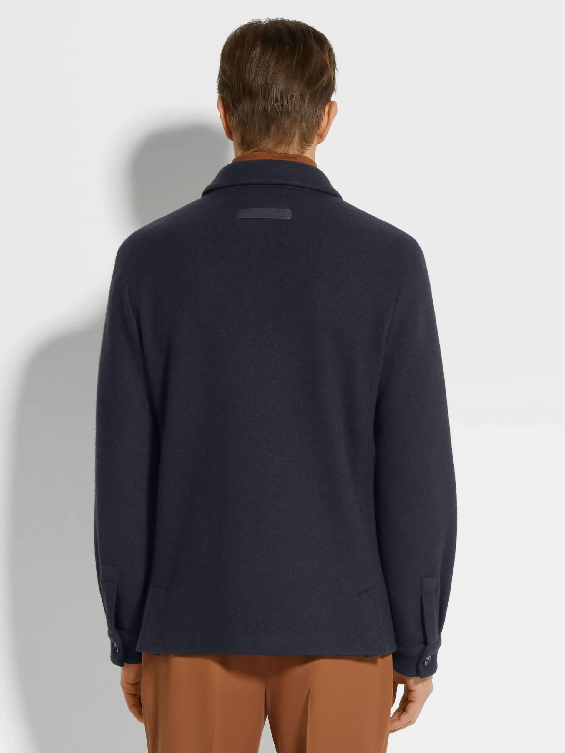 Overshirts And Chore Jackets>ZEGNA Jerseywear Wool and Cashmere Alpe Chore Jacket NavyBlue