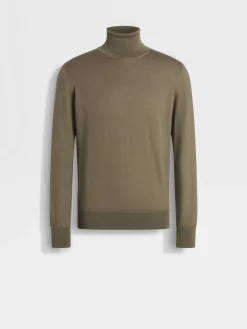 Travel In Style|Sweaters>ZEGNA Cashseta Turtleneck Khaki