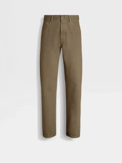 Jeans>ZEGNA Cotton Roccia Jeans Khaki
