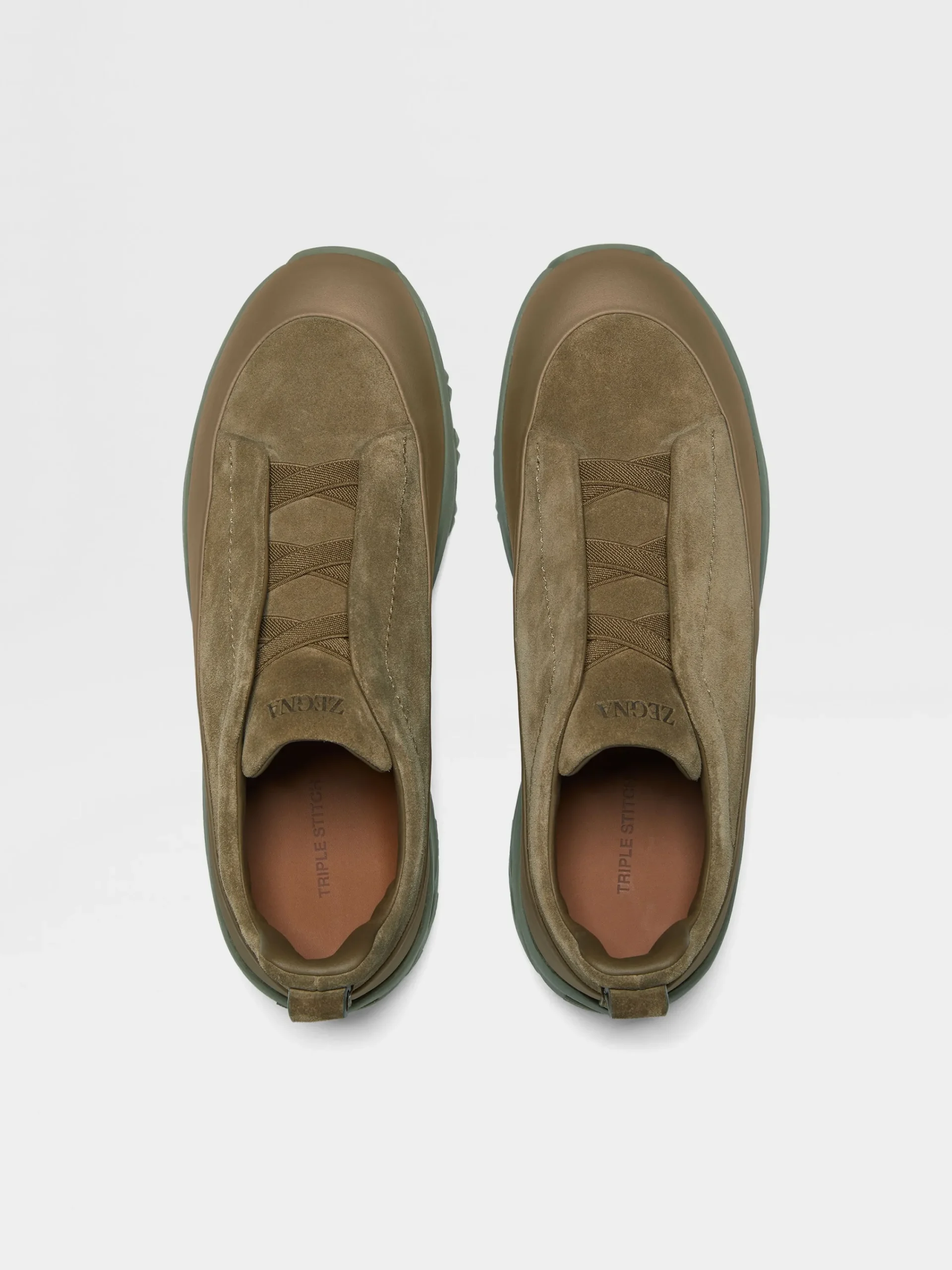 Travel In Style|Sneakers>ZEGNA Suede and Leather Triple Stitch™ Monte Sneakers Khaki