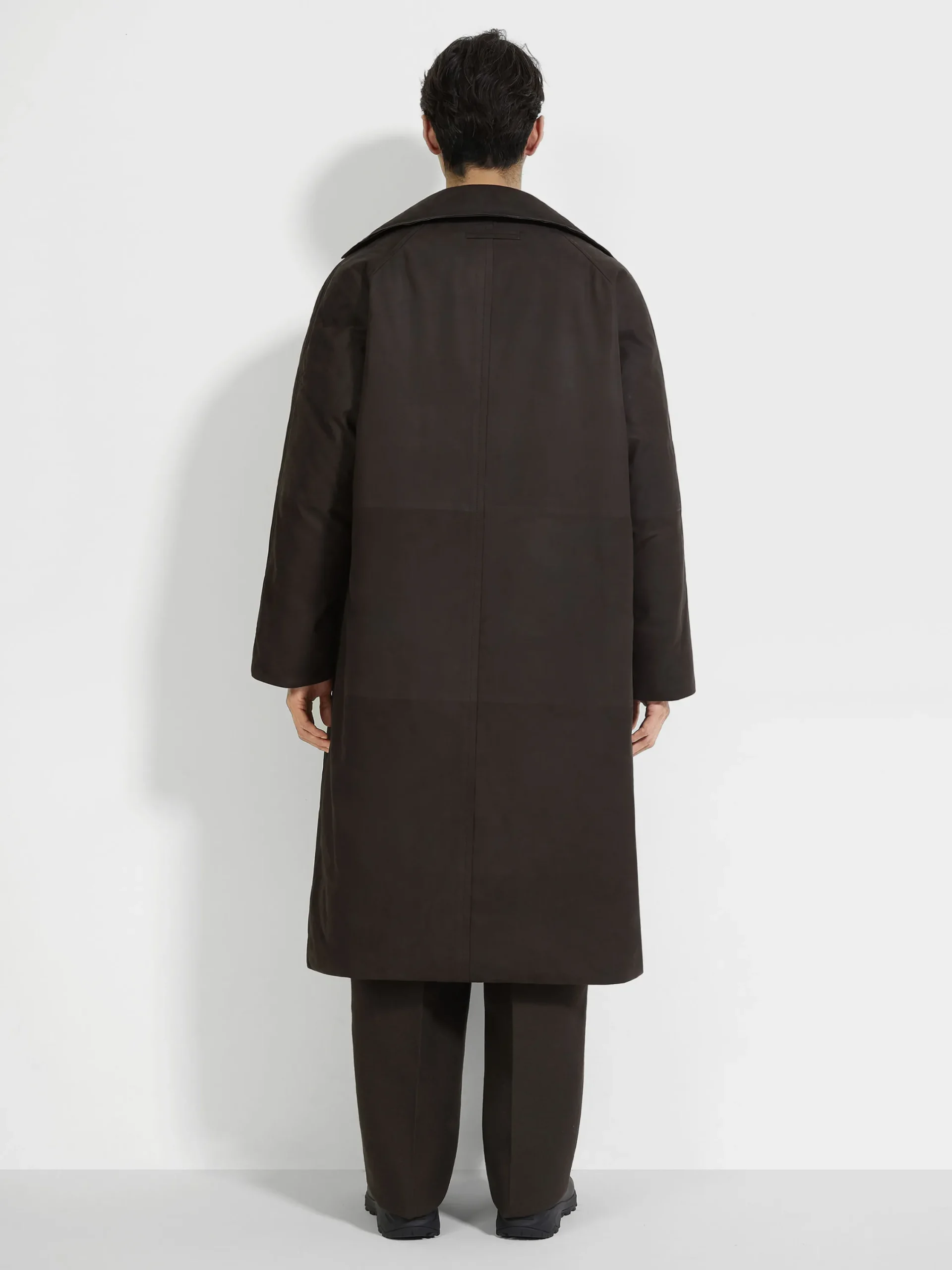 Jackets And Coats>ZEGNA Leather Coat DarkBrown