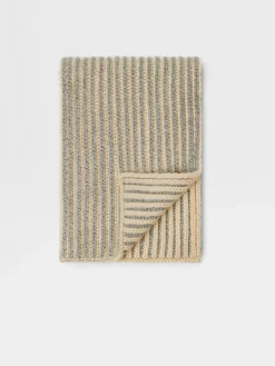 Soft Accessories|Gloves, Scarves And Hats>ZEGNA Light Beige and White Oasi Cashmere Scarf LightBeige/White