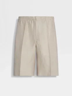 Resort Essentials|Pants>ZEGNA Light Beige Oasi Lino Shorts LightBeige