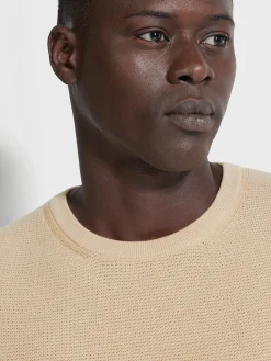T-Shirts|Sweaters>ZEGNA Light Beige Premium Cotton Crewneck LightBeige