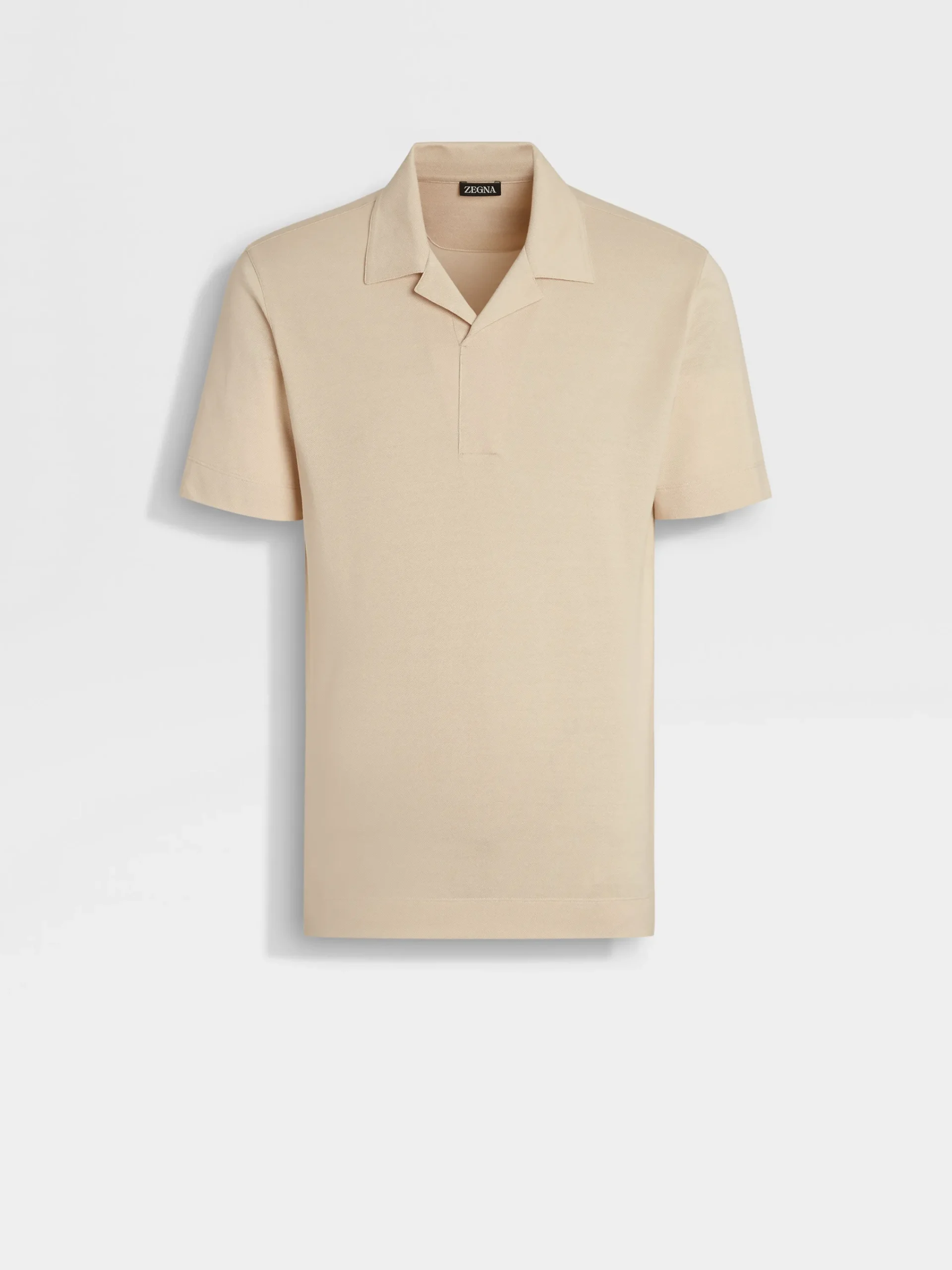 Polo Shirts>ZEGNA Light Beige Silk and Cotton Piquet Polo Shirt LightBeige