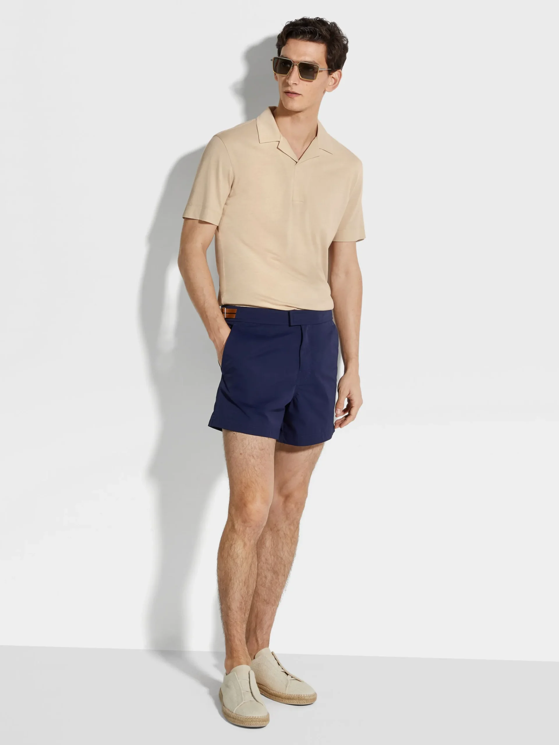 Polo Shirts>ZEGNA Light Beige Silk and Cotton Piquet Polo Shirt LightBeige