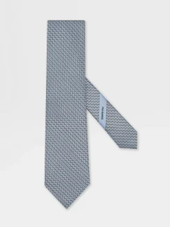 Ties And Bow Ties>ZEGNA Light Blue CENTO FILI Silk Tie LightBlue