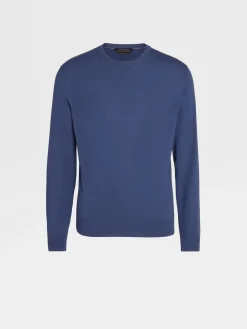 Sweaters>ZEGNA Light Blue 12milmil12 Wool Crewneck LightBlue