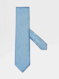 Ties And Bow Ties>ZEGNA Light Blue Natural Silk Tie LightBlue