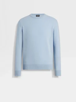 Sweaters>ZEGNA Light Blue Oasi Cashmere Crewneck LightBlue