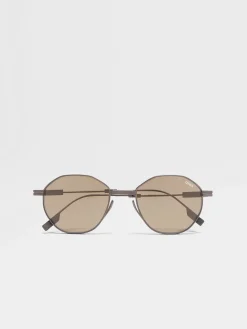Sunglasses>ZEGNA Light Bronze Titanium Foldable Sunglasses LightBronze