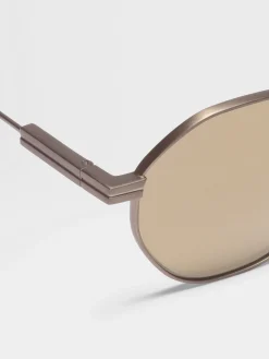 Sunglasses>ZEGNA Light Bronze Titanium Foldable Sunglasses LightBronze
