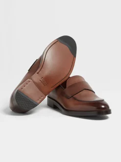 Loafers>ZEGNA Light Brown Leather Torino Loafers LightBrown