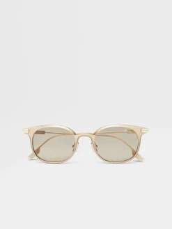 Sunglasses>ZEGNA Light Gold Aluminium Sunglasses LightGold