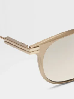 Sunglasses>ZEGNA Light Gold Aluminium Sunglasses LightGold