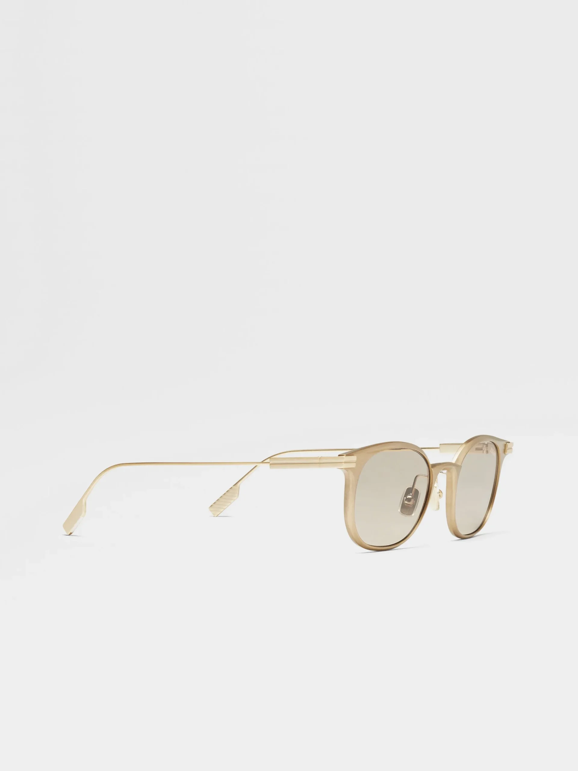 Sunglasses>ZEGNA Light Gold Aluminium Sunglasses LightGold
