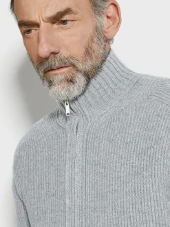 Sweaters>ZEGNA Light Grey and Grey Mélange Oasi Cashmere Full Zip Cardigan LightGrey/GreyMélange