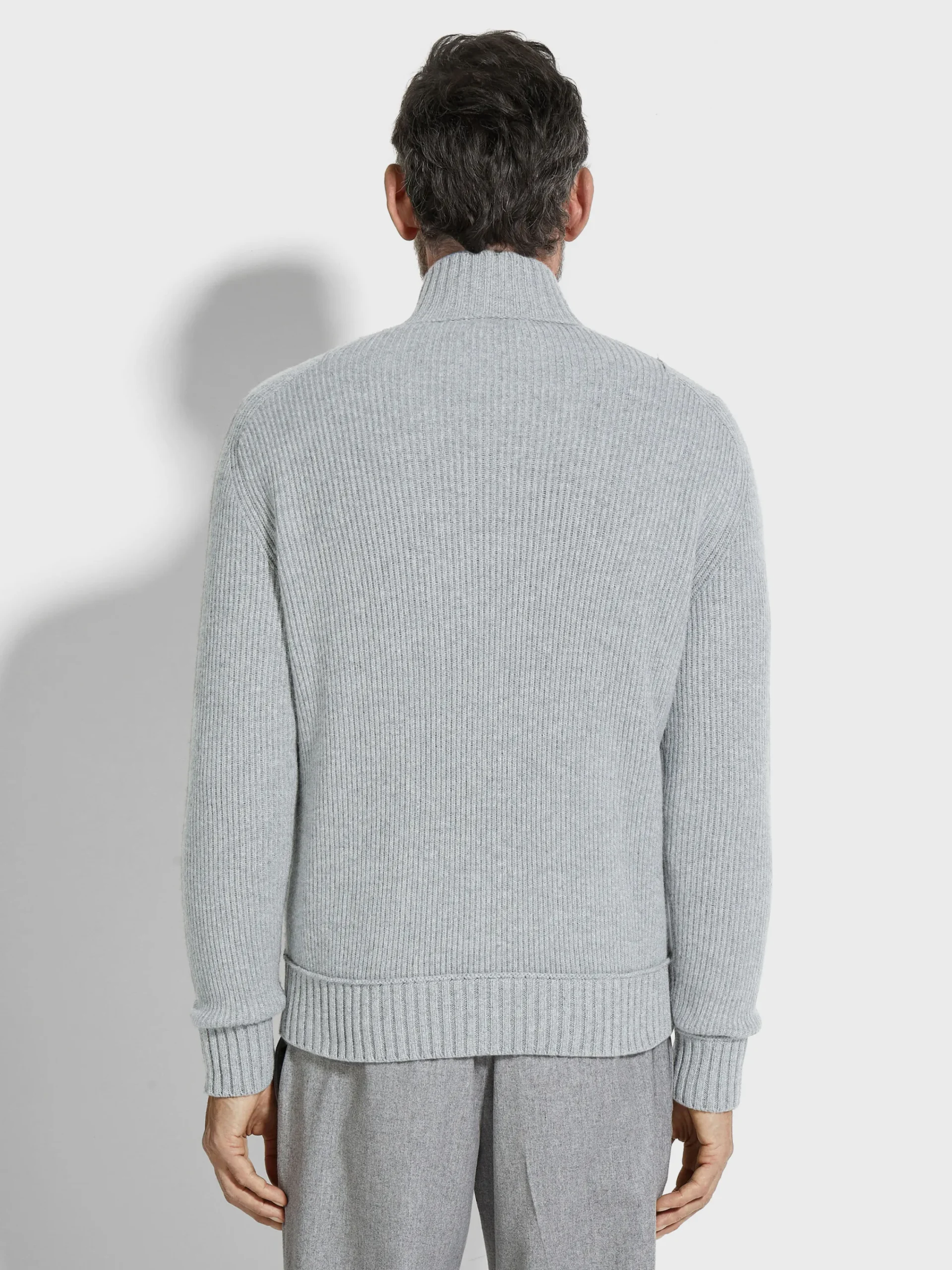 Sweaters>ZEGNA Light Grey and Grey Mélange Oasi Cashmere Full Zip Cardigan LightGrey/GreyMélange