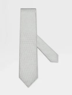 Ties And Bow Ties>ZEGNA Light Grey Silk Tie LightGrey