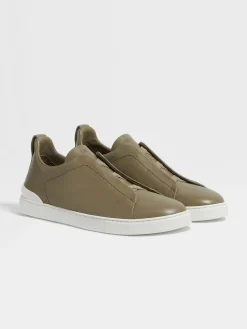 Resort Essentials|Sneakers>ZEGNA Light Olive Green Triple Stitch™ SECONDSKIN Sneakers LightOliveGreen
