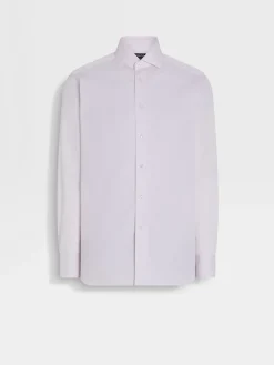 Shirts>ZEGNA Light Pink Micro-striped Centoventimila Cotton Shirt LightPink