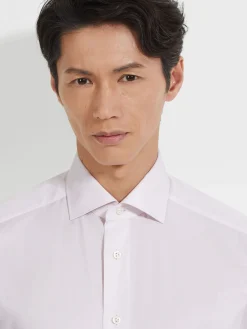 Shirts>ZEGNA Light Pink Micro-striped Centoventimila Cotton Shirt LightPink