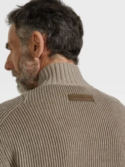 Sweaters>ZEGNA Light Taupe and Khaki Mélange Oasi Cashmere Full Zip Cardigan LightTaupe/KhakiMélange