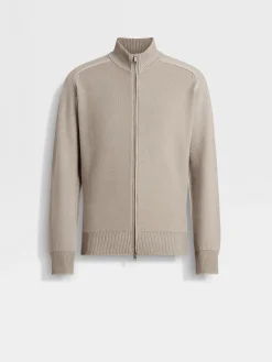 Sweaters>ZEGNA Light Taupe Cashseta Full Zip Cardigan LightTaupe