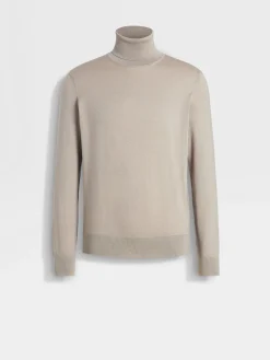 Travel In Style|Sweaters>ZEGNA Light Taupe Cashseta Turtleneck LightTaupe