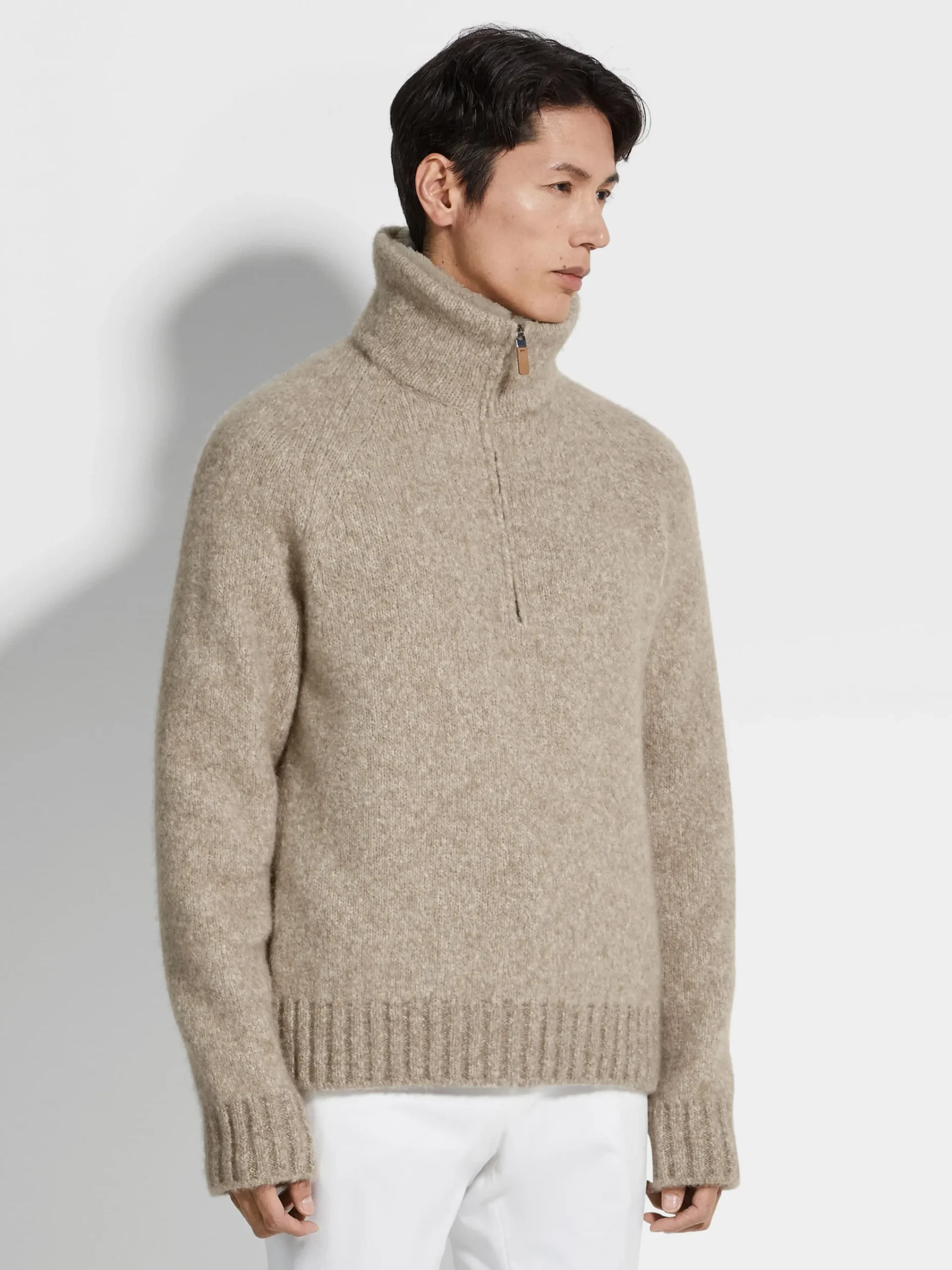 Travel In Style|Polo Shirts>ZEGNA Light Taupe Mélange Cashmere Blend Polo Shirt LightTaupeMélange