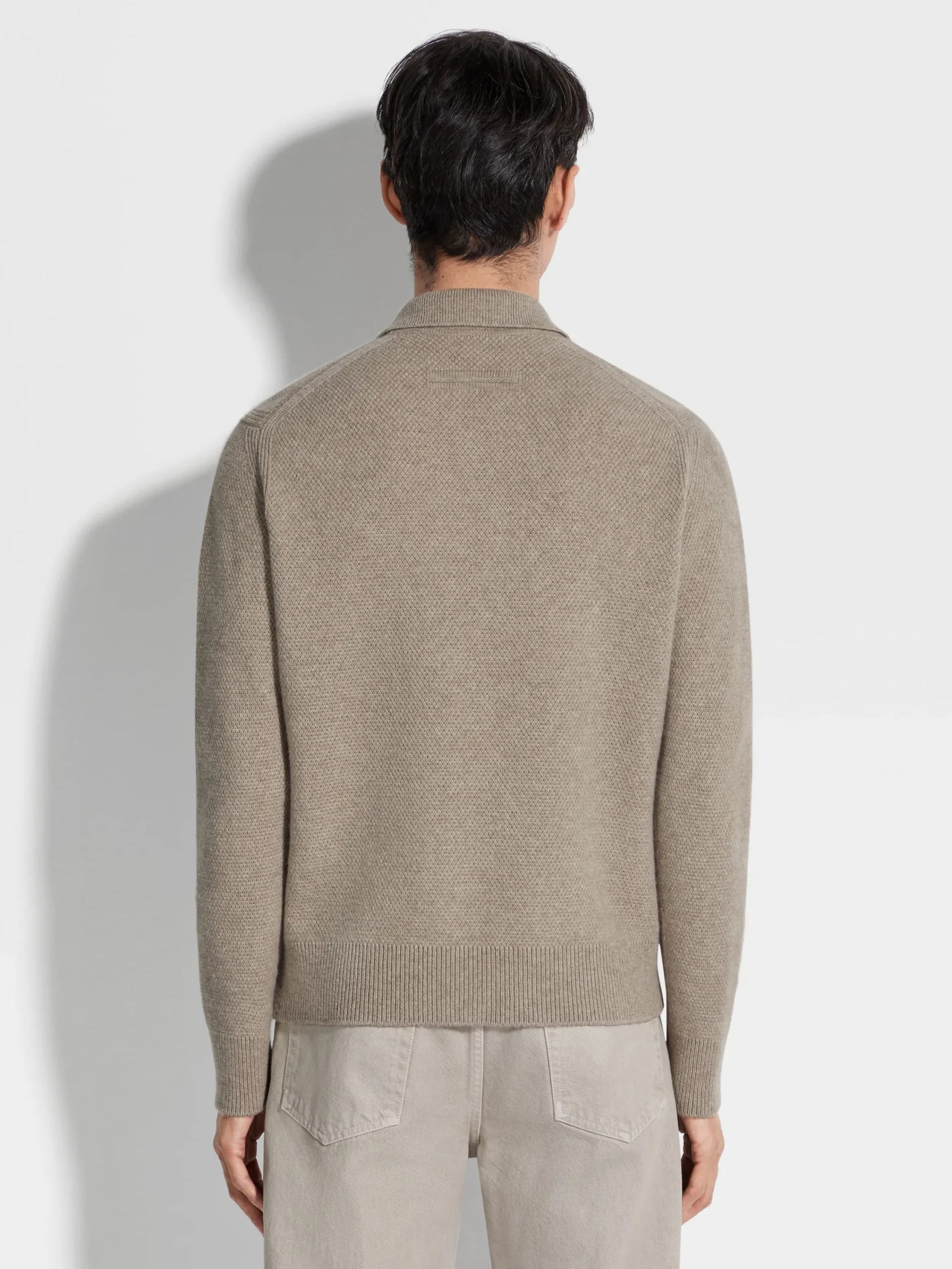 Polo Shirts|Sweaters>ZEGNA Light Taupe Mélange Oasi Cashmere Polo Shirt LightTaupeMélange