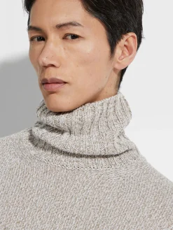 Travel In Style|Sweaters>ZEGNA Light Taupe Mélange Oasi Cashmere Turtleneck LightTaupeMélange
