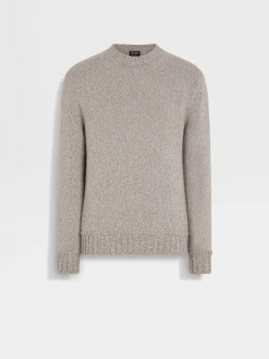 Sweaters>ZEGNA Light Taupe Mélange Oasi Cashmere Crewneck LightTaupeMélange