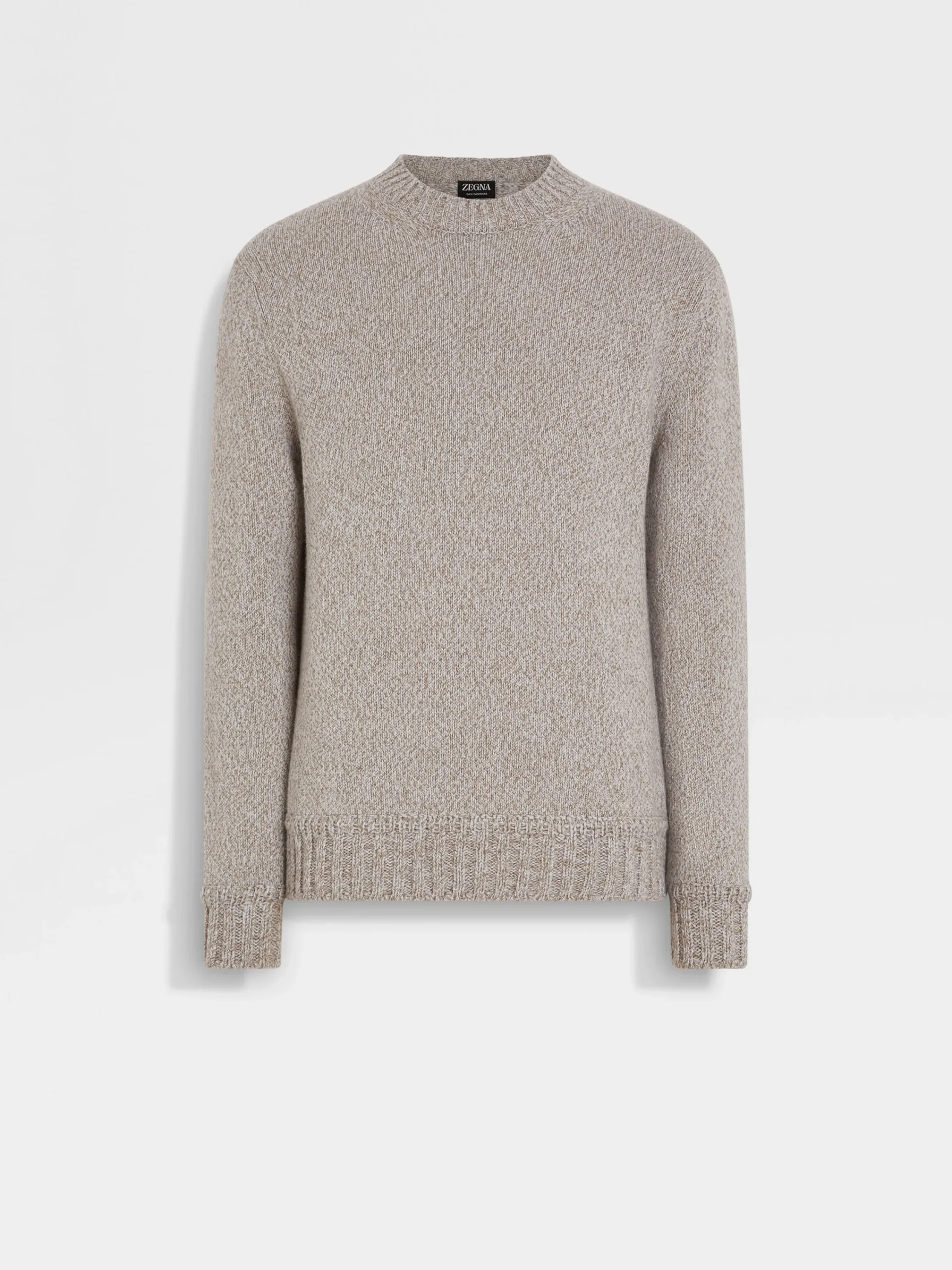 Sweaters>ZEGNA Light Taupe Mélange Oasi Cashmere Crewneck LightTaupeMélange